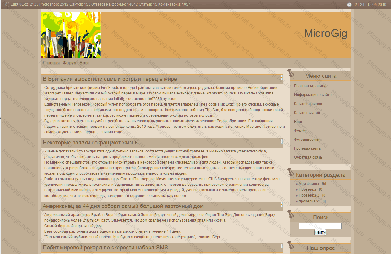 Шаблон в коричневых тонах