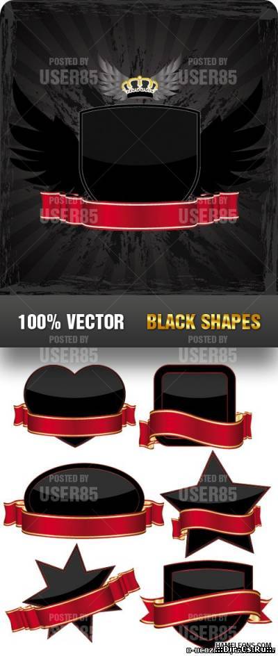 Рамки различной формы и красные ленты в векторе